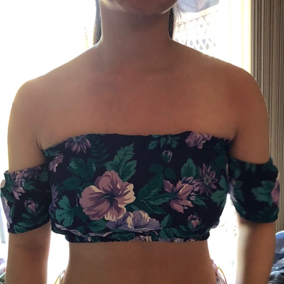 Urban Renewal Tops - Urban Renewal Floral Print Off The Shoulder Crop Top